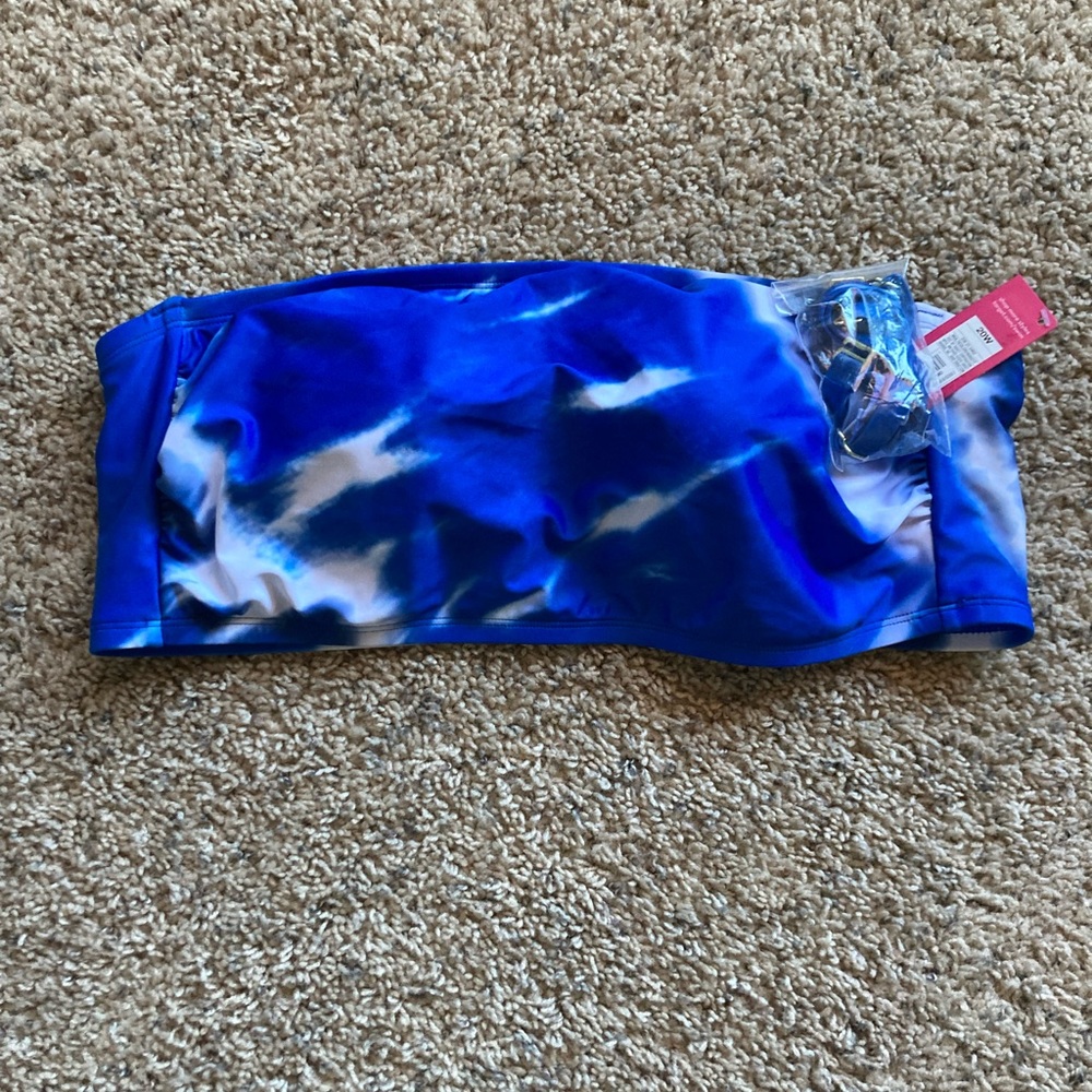 Nwt blue tye dye womens plus swim top 22w